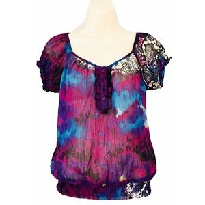 AMERICAN RAG CIE Sz XS Tye Dye Sheer Boho Blouse